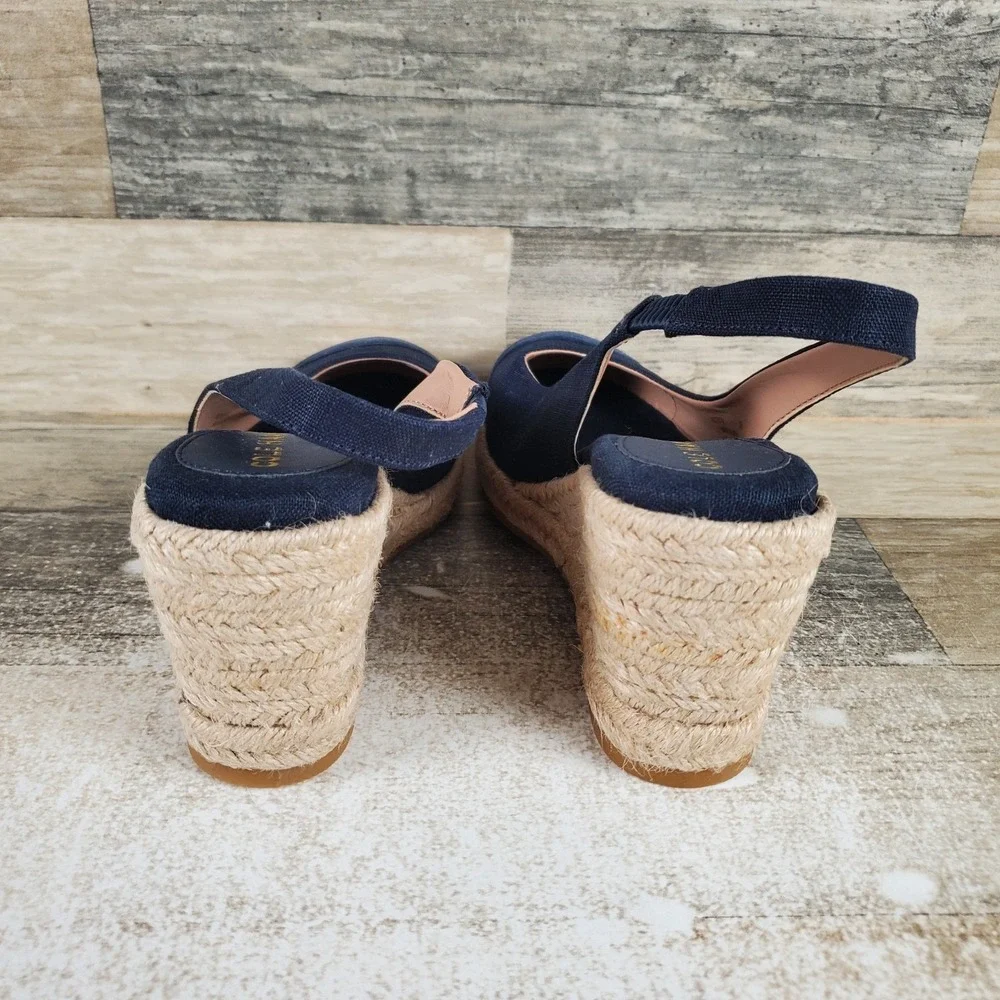 Cole Haan Cloudfeel Womens Espadrille Sandals Sz 5 B Navy Slingback Wedge Heel